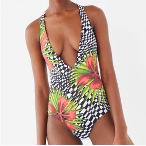 UO Out From Under Plunging V One-Piece Swimsuit
